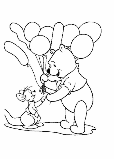 coloriage winnie l ourson et bebe gourou avec des ballons